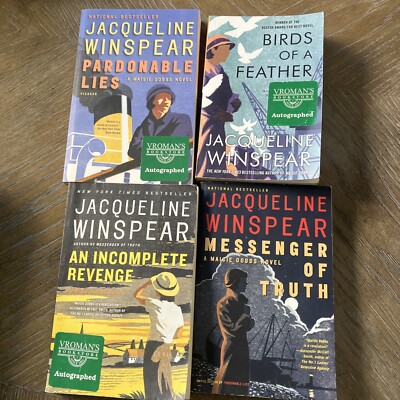 Lot Of 4 Books Signed By Jacqueline Winspear Birds of a Feather Maisie Dobbs