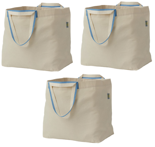 3x Shopping bag Large 13 gallon Capacity Heavy Duty Grocery bags cotton/natural