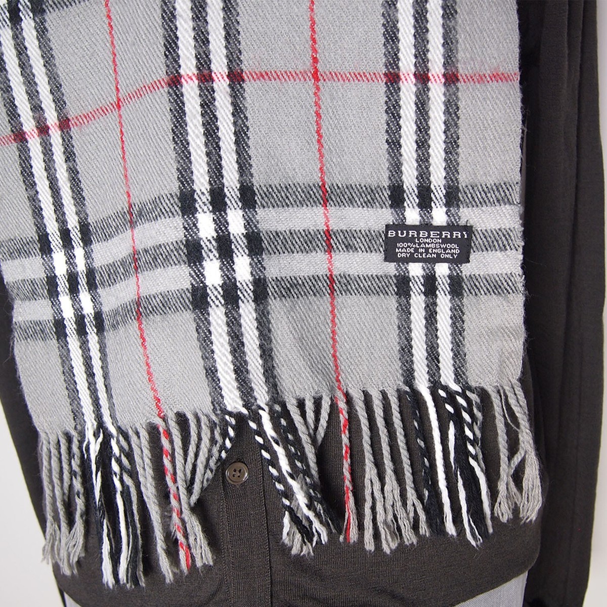 Burberry Mens Scarf 100% Lambswool Gray Plaid | eBay