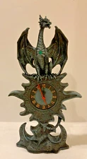 Majestic Black Dragon Mantel Clock - NEW 15” Tall