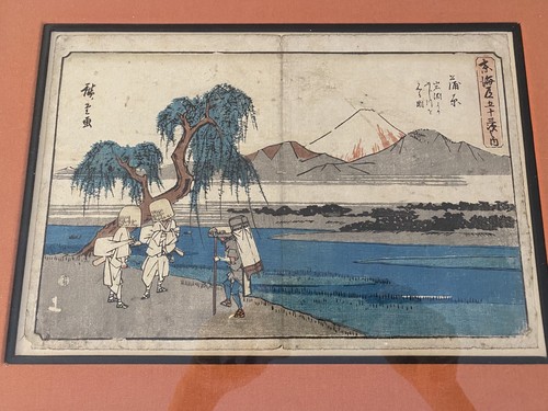 Antiguo Japón Hiroshima con monte. Impresión en madera japonesa Fuji original enmarcada - Imagen 2 de 12