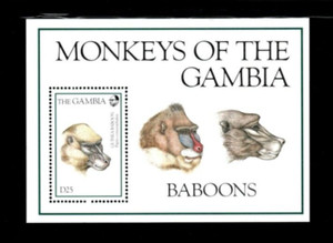 VINTAGE CLASSICS - Gambia 1994 - Monkeys - Souvenir Stamp Sheet Scott 1551 - MNH