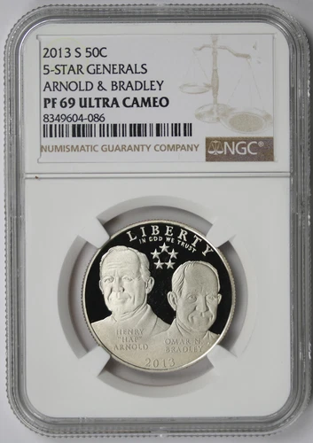 2013-S 5 Star Generals Arnold and Bradley Modern Commemorative 50C PF 69 UC NGC