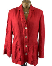 Ramsay Dublin Blazer Jacket 10 Red Pure Linen Button Up Pockets Smart Casual