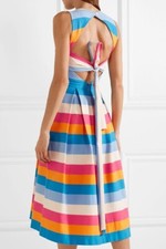 CAROLINA HERRERA OPEN BACK STRIPED DRESS SZ 12 STUNNING MSRP $2590