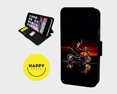 LEISTUNGSSTARKE MOTORRAD STUNTS - Kunstleder Klapp Handy Hülle Cover - iPhone/Samsung