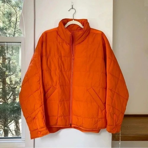 NWT Free People Pippa Packable Puffer Jacket Nylon Bomber Orange Sz Large - Picture 8 of 12