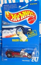 Hot Wheels Early-Mid 1990s #247 Rigor-Motor Mtflk Dark Red w/ BWs NEW MODEL
