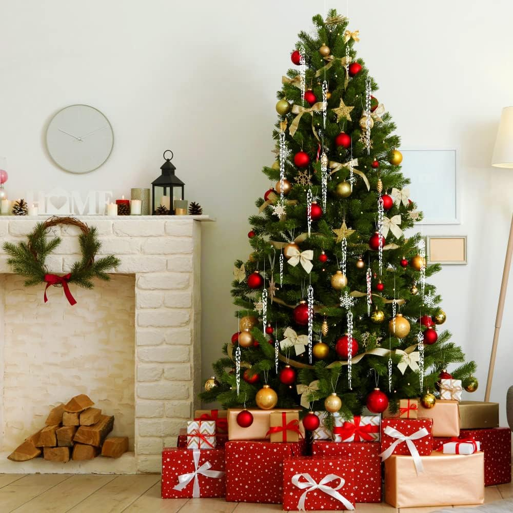 Christmas Tree Clear Glass Icicle Ornaments Decoration Xmas Home Decor