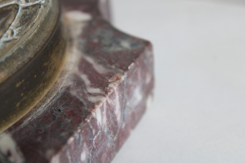 Cassolette vase en marbre violet monture bronze têtes de béliers, hauteur 46 cm - Imagen 13 de 23