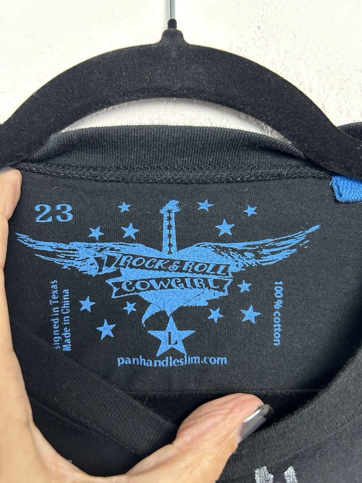 Camisa Vaquera Rock & Roll Mujer L Negra Rosa Cruz Gráfica Y2K Grunge Punk Foto 3 de 4