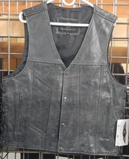 Men's Gray Leather Vest with Side Lace Conceal Carry Pockets 167gry
