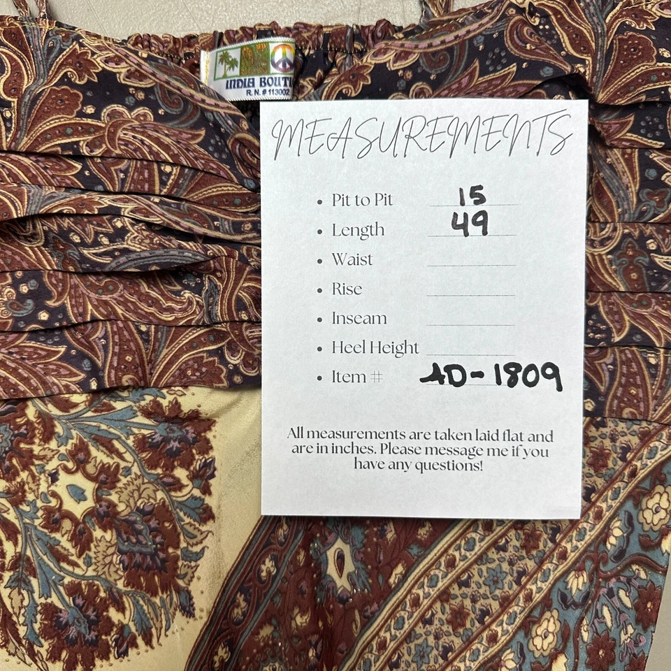 India Boutique Paisley Vestido Midi Talla Pequeña Sin Mangas Boho Solero Occidental Foto 3 de 4