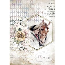 Stamperia A4 RICE PAPER - ROMANTIC HORSES - LADY FRAME, Decoupage
