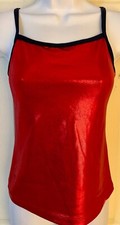 GK DANCE JAZZ ADULT SMALL RED MYSTIQUE NAVY FOIL STRAPS CAMI NYLON/SPAND TOP AS