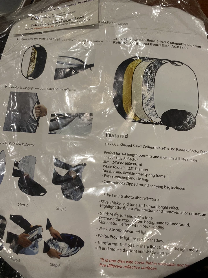 LimoStudio 24"x36" Photo Video Studio Multi Collapsible Lighting Reflector NEW - Image 2 of 4