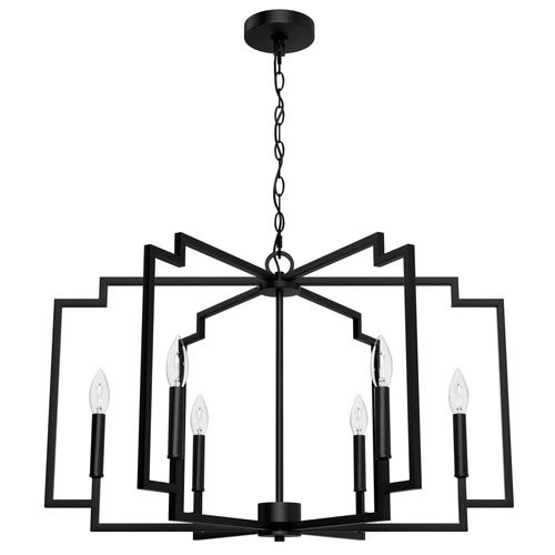 Zoanne 6 Light 30 inch Mid-Century Modern Glam Metal Lantern Chandelier Caged - Picture 1 of 3