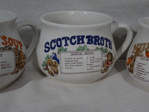 Vintage Recipe Soup Ceramic Stoneware Mug Cups 3.5" Set of 4 Onion Chicken - Picture 3 of 15