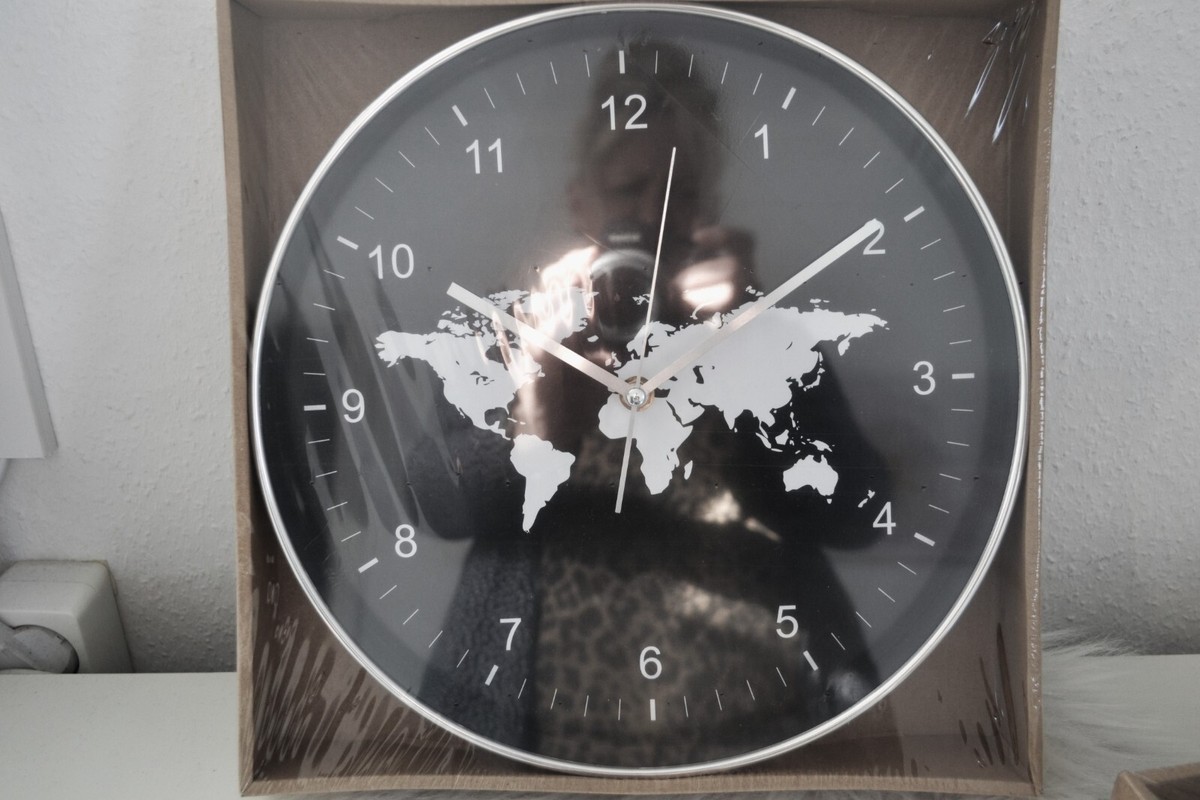 Weltkarte Uhr Wand Wanduhr GroÃƒÂŸ Weltkarte Wandtattoo Uhr
