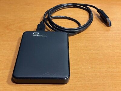 USED & WORKING - Western Digital Elements 1TB Portable USB HD WDBABV0010BBK-08