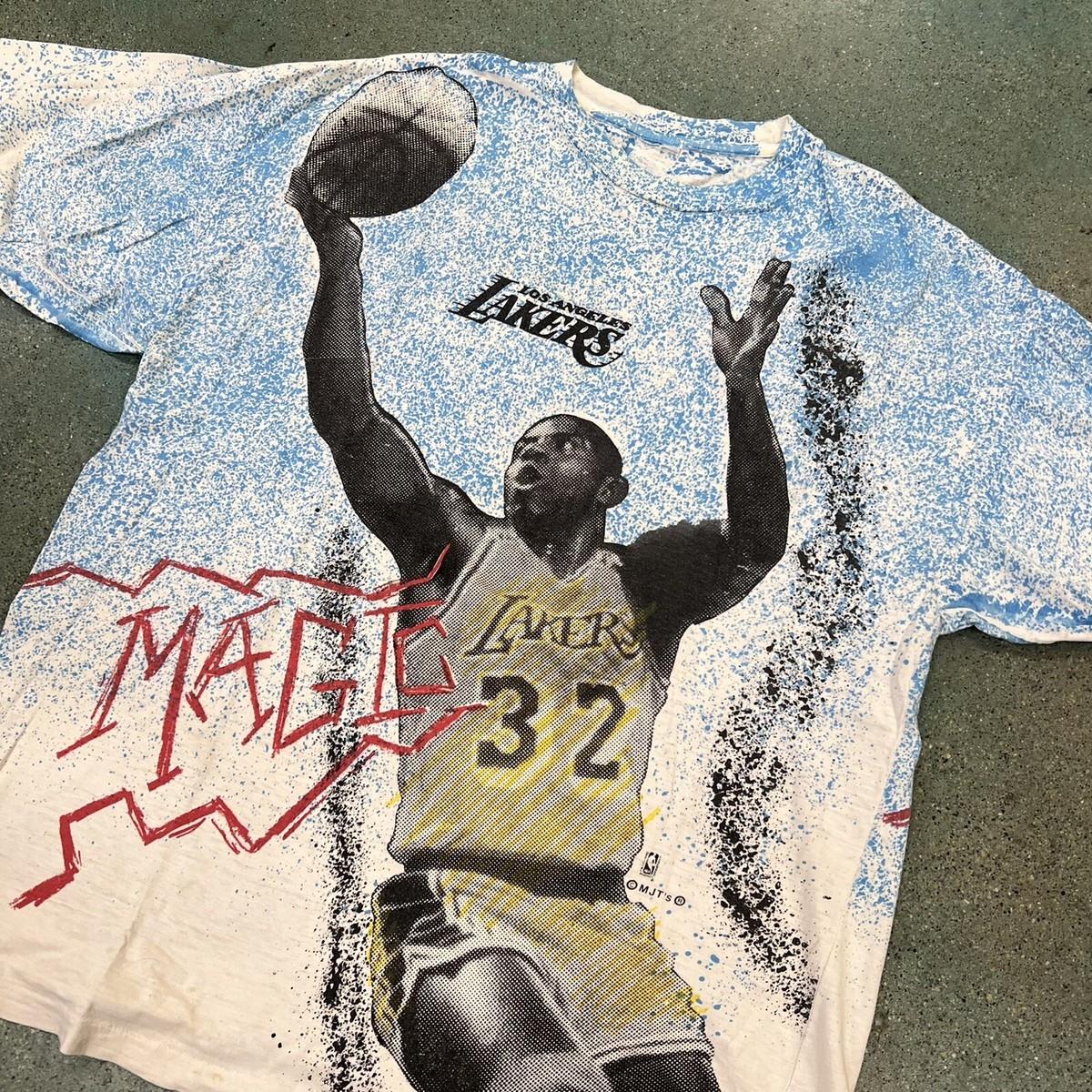 90sレイカーズMAGIC JOHNSON Tシャツ ビンテージ　NBA Vintage 90's LA Lakers Magic Johnson T's - T Shirt Sz XL