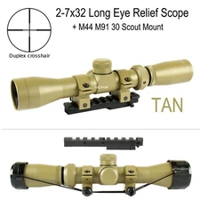 Mosin Nagant 2-7x32 Long Eye Relief Scope + M44 M91 30 Scout Mount