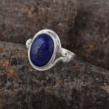 Lapis Lazuli Gemstone Ring 925Sterling Silver Handmade Christmas Jewelry Ring K9
