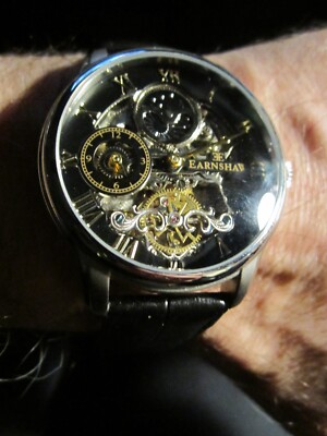 EARNSHAW AUTOMATIC WATCH MODEL 8006 FITS UP TO 9'' WRIST - RUNS GREAT -BBA-19A