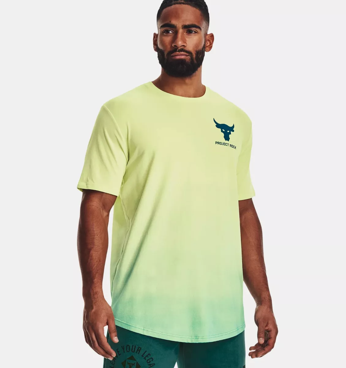Under Armour Men s Project Rock Fade Short Sleeve Fade Coastal Teal XL NWT