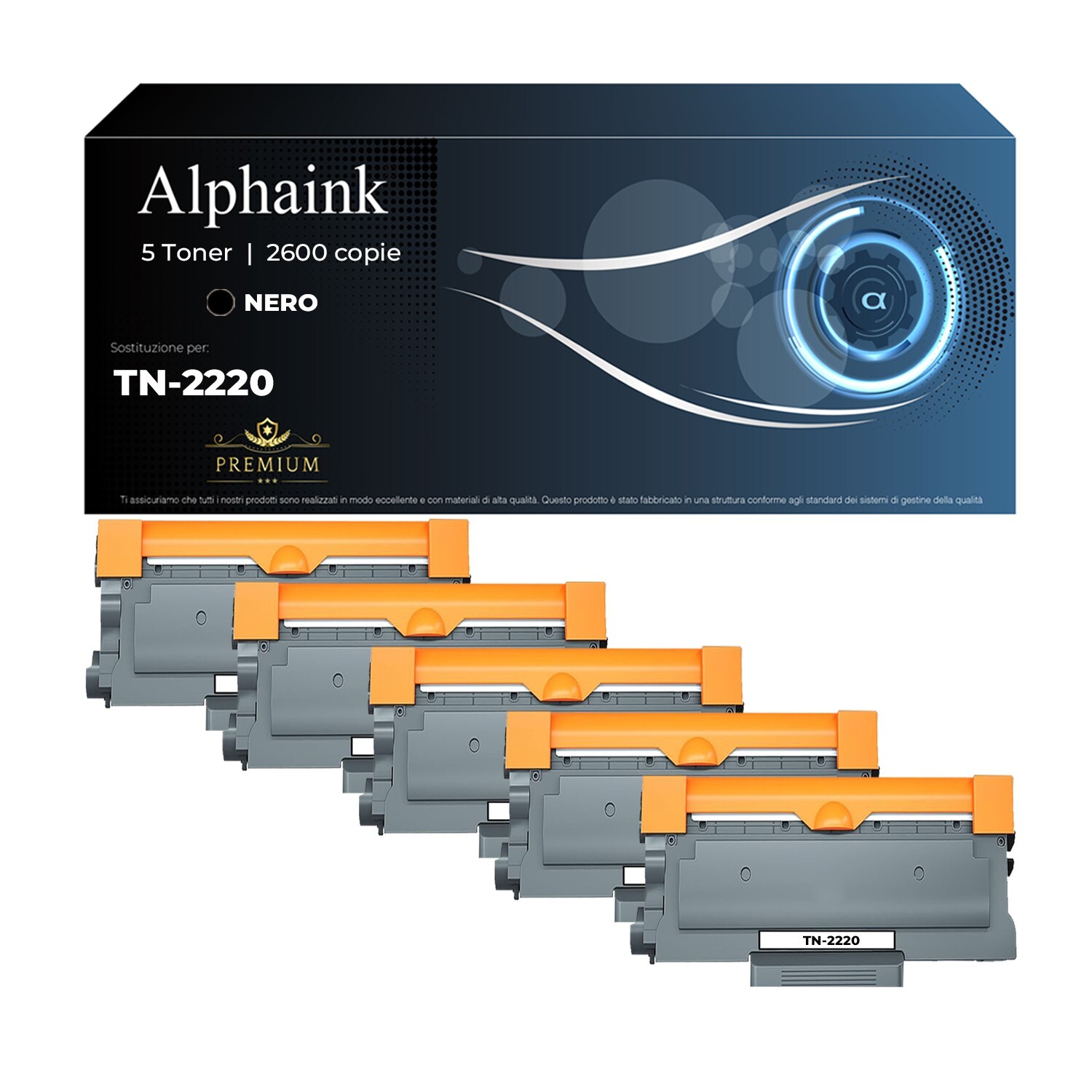 5 TONER TN-2220 PER BROTHER HL 2130 2230 2240 MFC 7460 7360N 7860 DCP 7055 7060