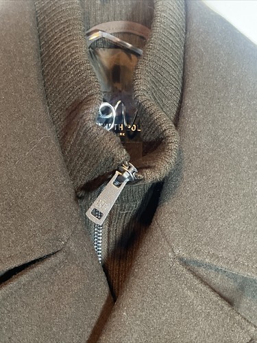 Kenneth Cole Mens Double Breasted Bib Peacoat In Olive Green Sz Med New - Picture 6 of 12