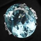 925 Sterling Silver Handmade Rings Pristine Sky Blue Aquamarine 13.80Ct Size 7
