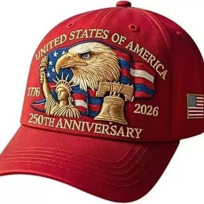 USA 250th Anniversary Eagle Print Cap Unisex Adjustable Baseball Cap In Red
