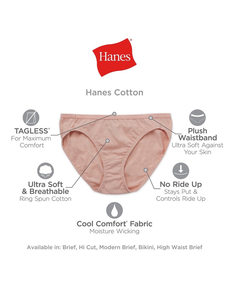 Confezione Da 10 Slip Donna Hanes In Cotone - Colori E Stampe Assortite, Comodi E Traspiranti - Foto 4