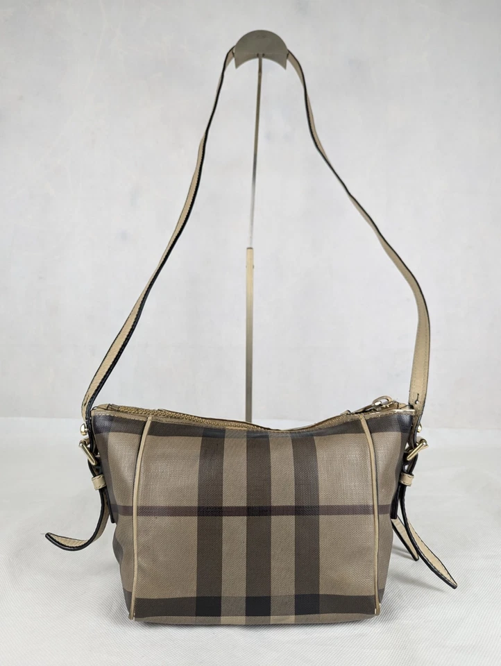 BURBERRY Smoked Check PVC Coated Canvas Saddle Stitch Crossbody Bag - Image 2 of 4