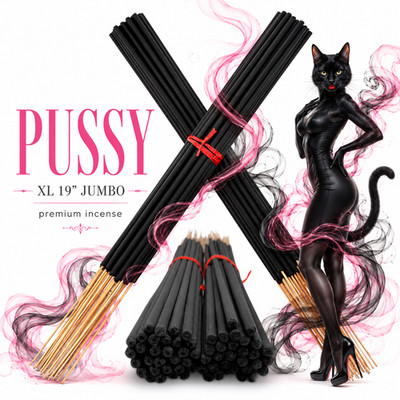 PUSSY Incense Sticks 19'' Jumbo Extra Large Bulk Handmade Hand Dipped