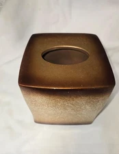 Tissue Box Holder Cover *Chapel hill by Croscill 6 Inch Cube Bronze & Brown edge