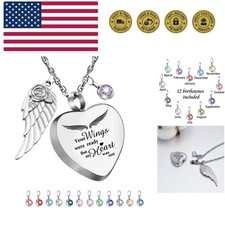 Heart Urn Necklace for Ashes with 12 Birthstones Cremation Jewelry for Ashes ...