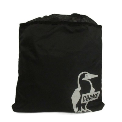 CHUMS Black Nylon Mesh Drawstring Shoulder Bag Unisex Men Women
