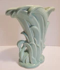 Vintage McCoy Pottery Swan in Reeds Cornucopia Vase - Aqua Teal Blue - Circa...