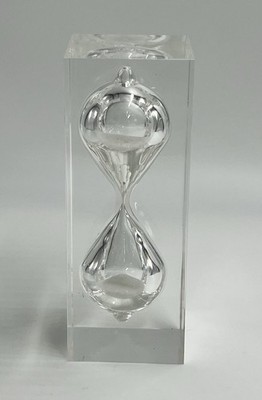4'' Lucite Hourglass Clear Sculpture Charles Hollis Jones 70 s vintage MCM