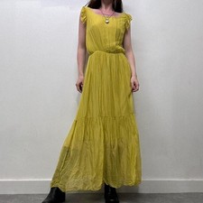 green sheer layered silk dress 100% silk UK12