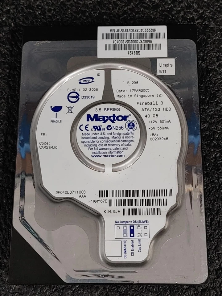 Maxtor 2F040L VAM51MJ0 Fireball 3 40GB 5.4K RPM 2MB Cache ATA-133 3.5" HDD - Image 3 of 4