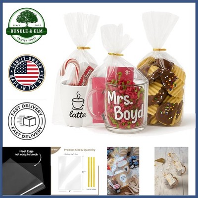 Multi-Purpose 8x11 Clear Cellophane Bags with Twist Ties for Various Uses