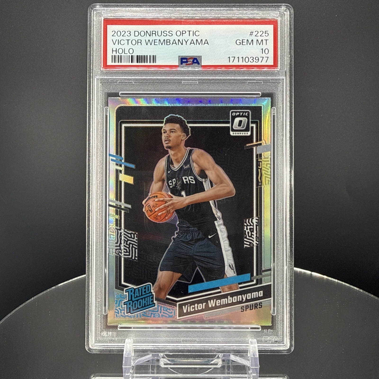 2023 Panini Donruss Optic Victor Wembanyama #225 Holo Prizm Rated Rookie PSA 10