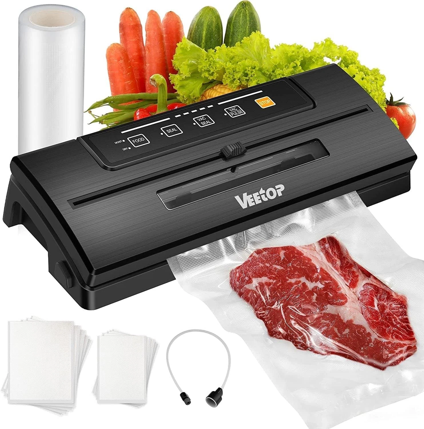 Veetop Vacuum Sealer Automatic 80kPa Food Sealer Machine with Dry Moist Modes