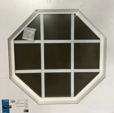 24 in. x 24 in. Fixed Octagon Geometric Vinyl Window with Grids - White