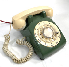 1968 BELL / WESTERN ELECTRIC ROTARY TELEPHONE vintage two-tone green beige phone