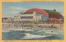 1948 Atlantic City Auditorium Convention Hall NJ Linen Postcard Posted