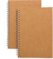 Soft Cover Spiral Notebook Journal 2-Pack, Blank Sketch Book Pad, Brown